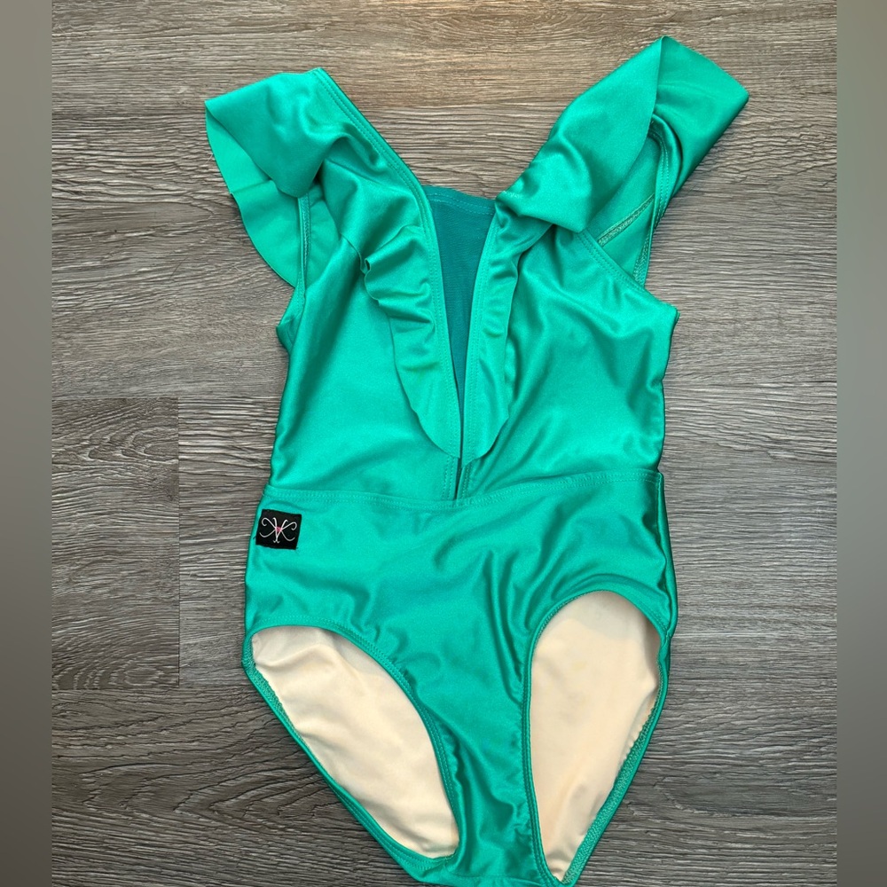 Child large Kandi Kouture green leotard